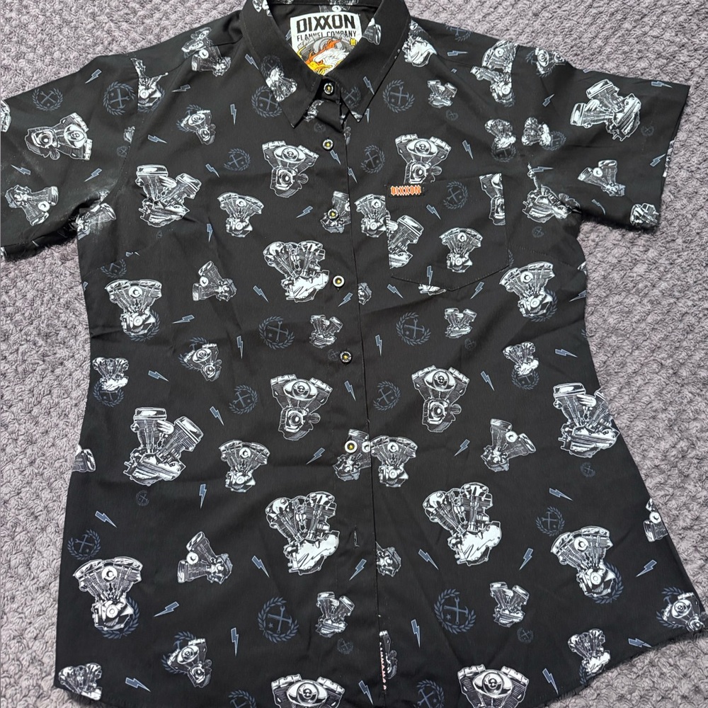 DIXXON Women’s  Black Shirt with White Engine Design
